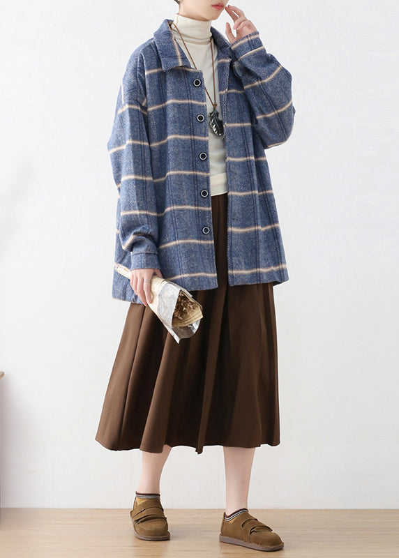 Luvik | Peter Pan sininen ruutukuviollinen villakangastakki napilla