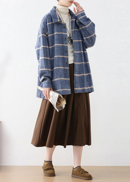 Luvik | Peter Pan sininen ruutukuviollinen villakangastakki napilla