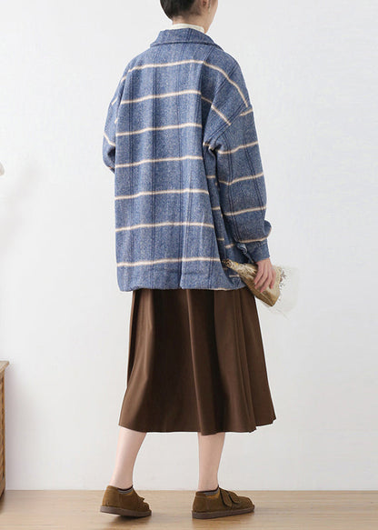 Luvik | Peter Pan sininen ruutukuviollinen villakangastakki napilla