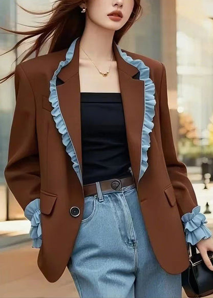 Luvik | Ruskea ryppypoikapanta-patchwork-takki