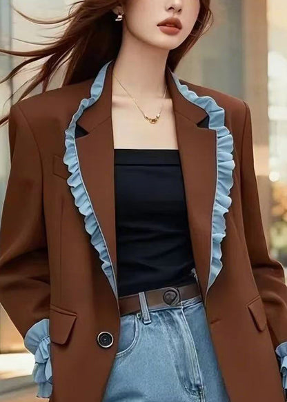 Luvik | Ruskea ryppypoikapanta-patchwork-takki