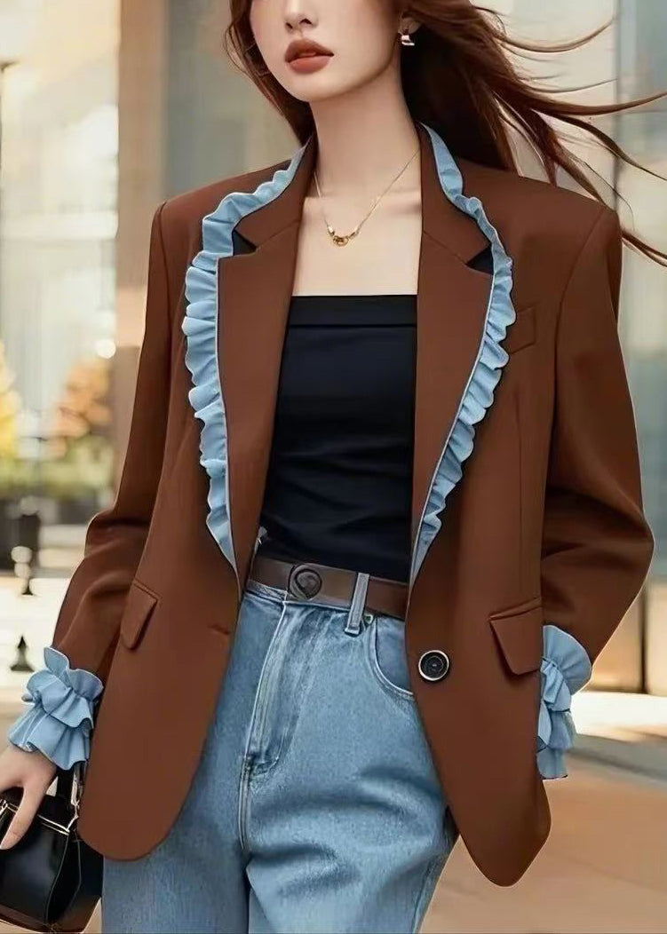 Luvik | Ruskea ryppypoikapanta-patchwork-takki