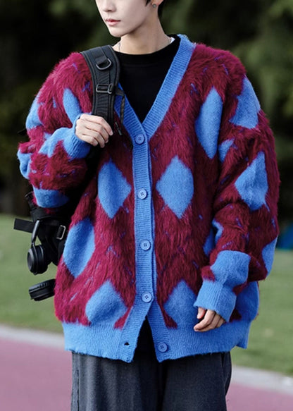 Luvik | Ruskea ruutupaita nappi veluurista valmistettu miesten takki