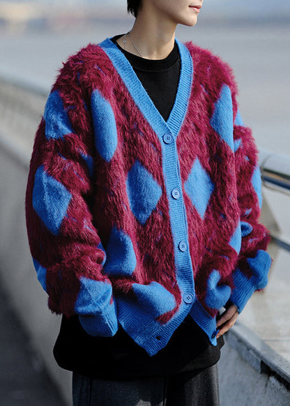 Luvik | Ruskea ruutupaita nappi veluurista valmistettu miesten takki