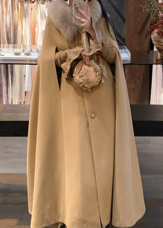 Luvik | Camel Fox Kaulukset Taskut Villa Maxi Takit Talvi