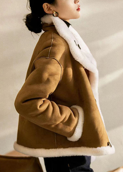 Luvik | Camel Peter Pan Kaulakoru Käännettävä Villa Takit Talvi