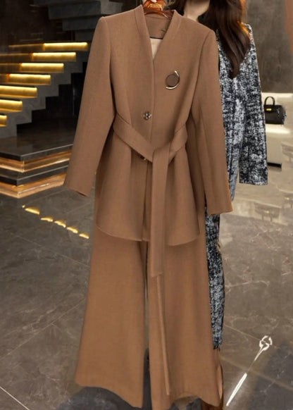 Luvik | Kinuski vyö Koko Takit ja leveälahkeiset housut Kaksiosainen asu Talvi