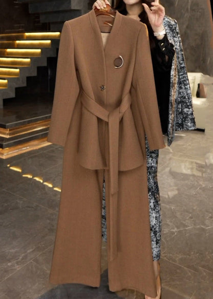 Luvik | Kinuski vyö Koko Takit ja leveälahkeiset housut Kaksiosainen asu Talvi