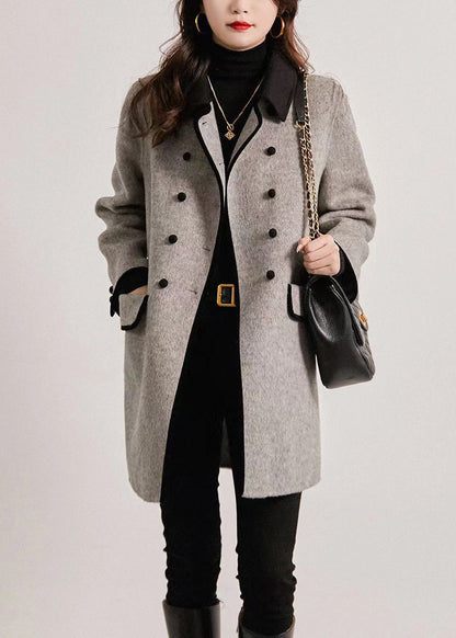 Luvik | Villakangas kaksinkertainen rintatasku harmaa takki