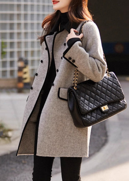 Luvik | Villakangas kaksinkertainen rintatasku harmaa takki