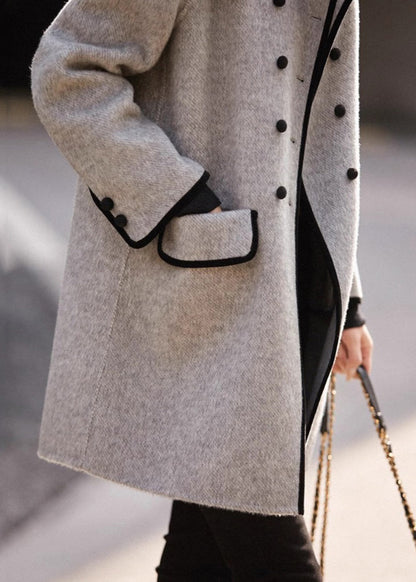 Luvik | Villakangas kaksinkertainen rintatasku harmaa takki