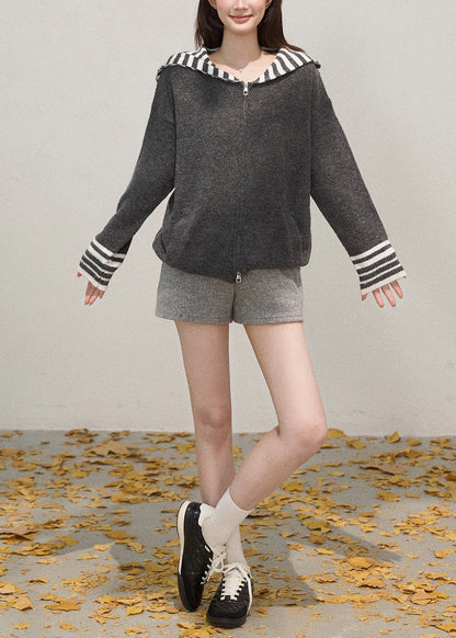 Luvik | Vetoketjullinen harmaa pehmeä huivi neuletakki talvi