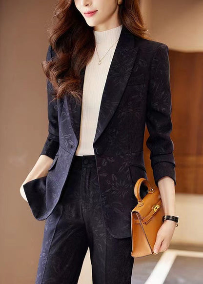 Luvik | Tummansinisellä Peter Pan -kauluksella varustettu painettu puuvillatakki