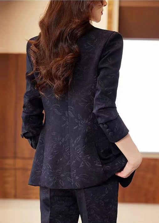 Luvik | Tummansinisellä Peter Pan -kauluksella varustettu painettu puuvillatakki