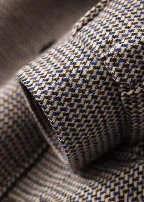 Luvik | Ruudullinen Peter Pan Kaulus Taskut Patches Villakoitokset