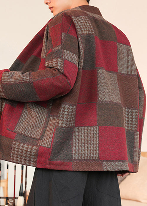 Luvik | Miesten punaraidallinen villatakki nauhoilla talveksi