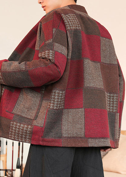 Luvik | Miesten punaraidallinen villatakki nauhoilla talveksi