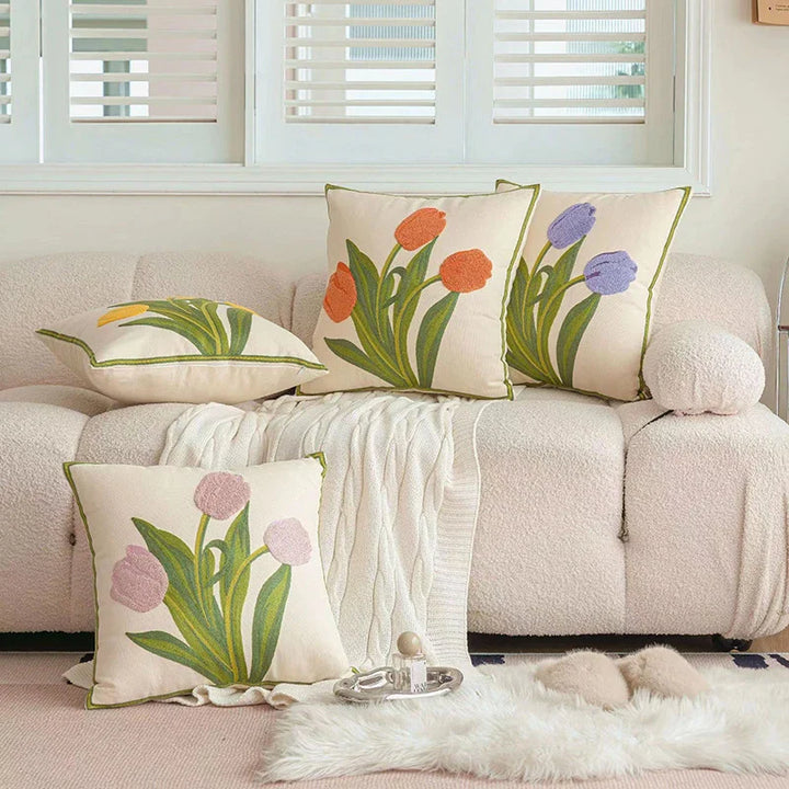 Brodert tulipan putetrekk
