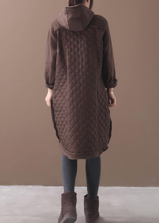 Luvik | Sjokolade Plus Size Jakker til Kvinner Inspirasjon Hettejakker Patches