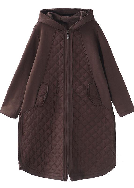 Luvik | Sjokolade Plus Size Jakker til Kvinner Inspirasjon Hettejakker Patches