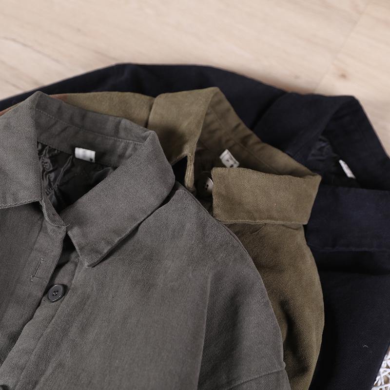 Luvik | harmaa maxi takki suurikokoinen puuvillakäänne nappikiinnitys