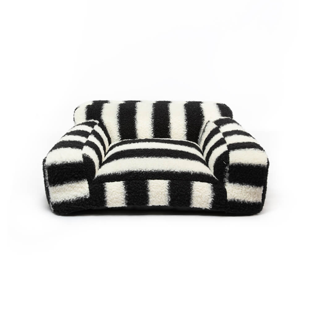 Moderne Faux Lambswool Kattesofa med Brede Armlener og Avtakbar Pute | Luvikno