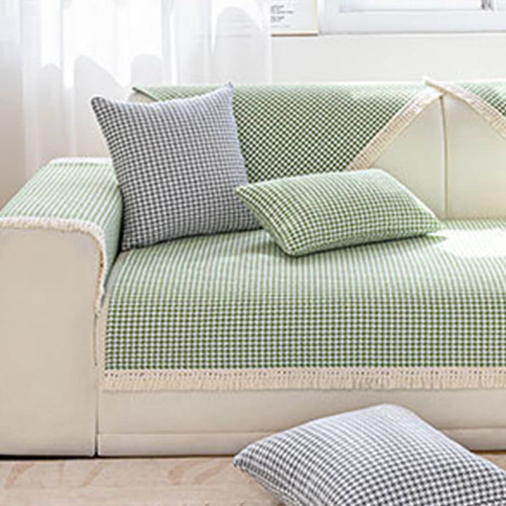 Houndstooth-mønster Elegant Frynse Myk Bomull Lin Bukse Deksel | Luvikno