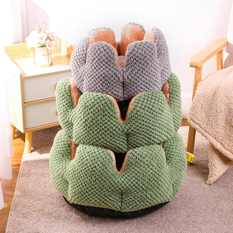 Cactus Form Komfortabel Katteseng Myk Korall Fløyelsdesign | Luvikno