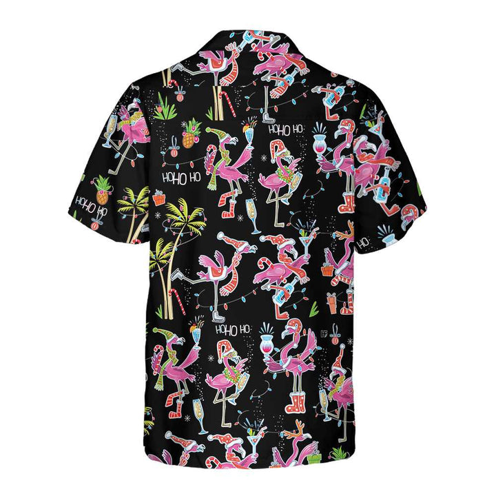 Luvik | Moro julen flamingo-hawaii-skjorte, tropeskjorte til jul for menn, beste julegaveidé