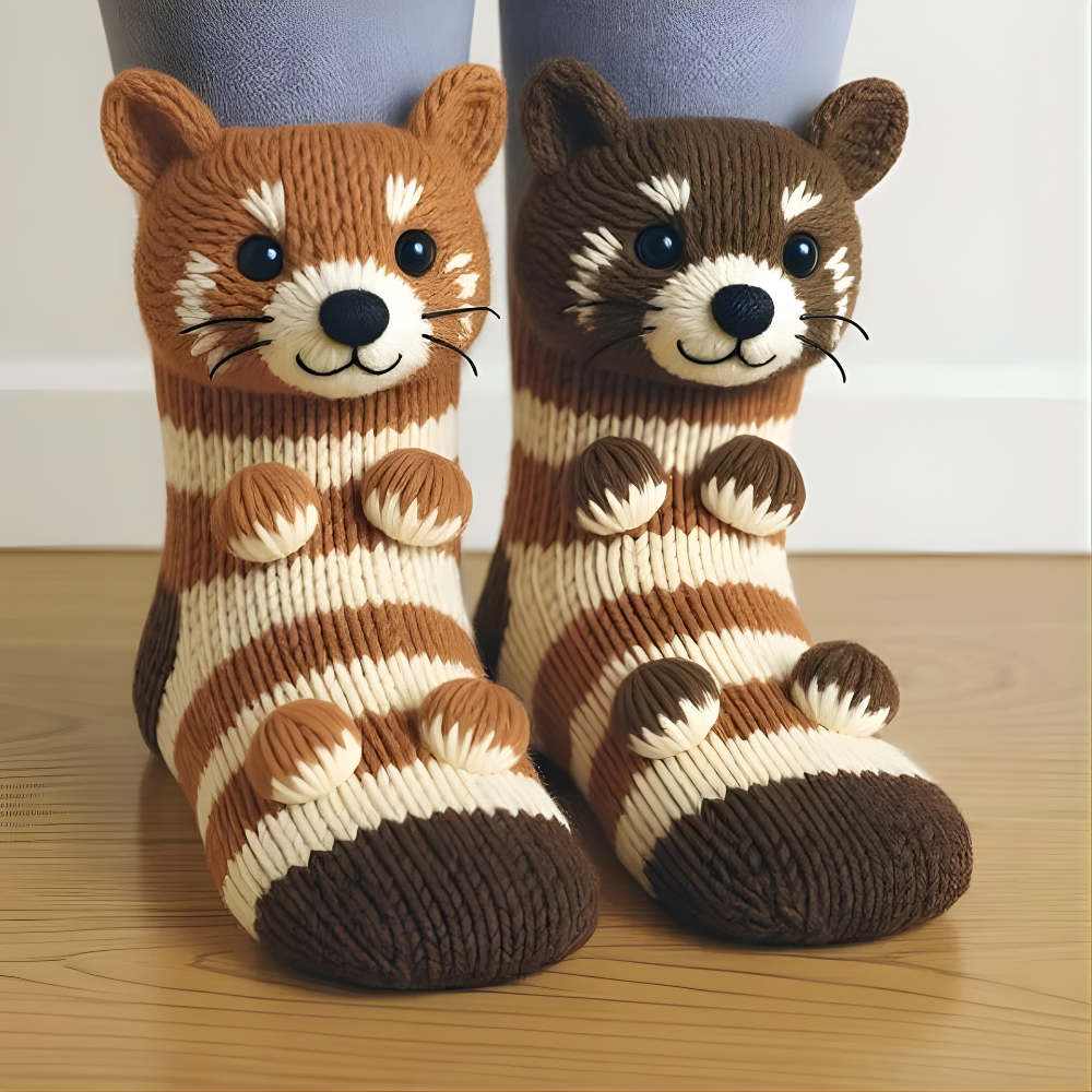 Fuzzy Animal Plush Sokker Damer Herrer Koselig Non Slip Varm Vinter Luvikno