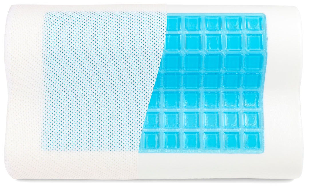 SNAPNAP Gel skumpute med hodeutsparing + avkjølende gelputer, 50 x 30 cm, høyde 10 cm, ergonomisk og hypoallergenisk | Luvikno