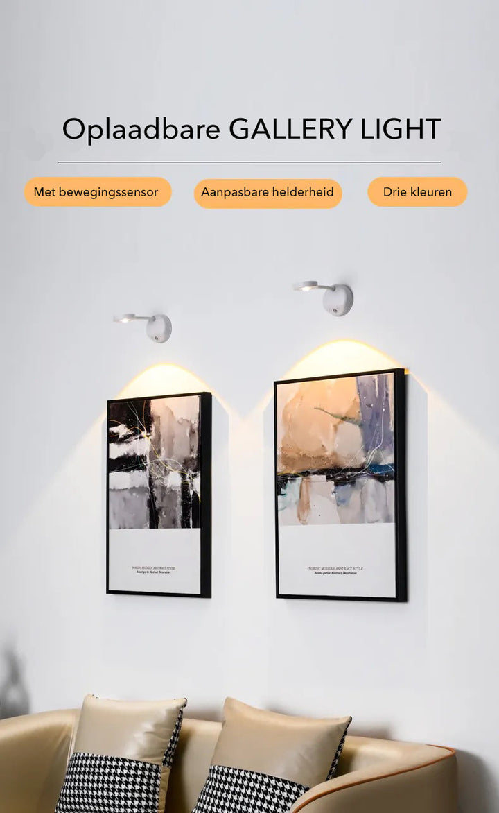 Luvikno | Gallery Light - Stilig trådløs oppladbar vegglampe