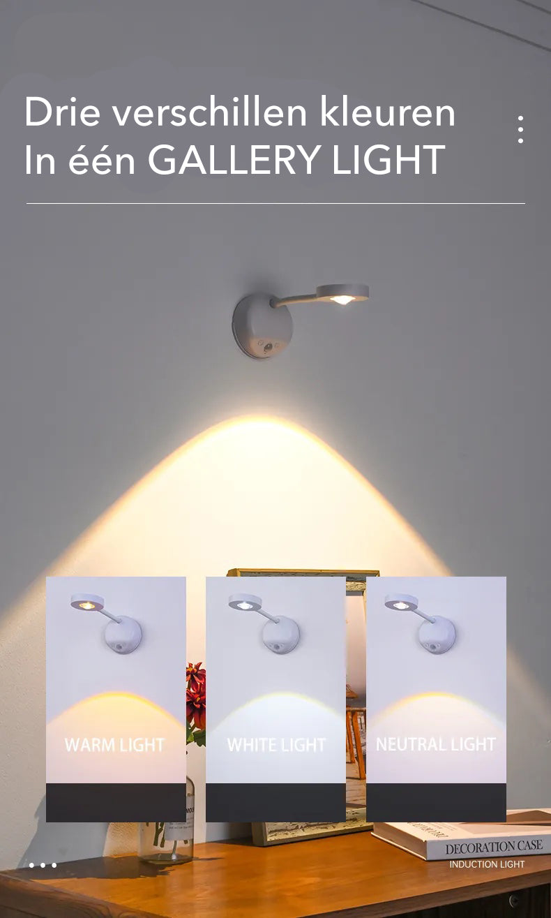 Luvikno | Gallery Light - Stilig trådløs oppladbar vegglampe