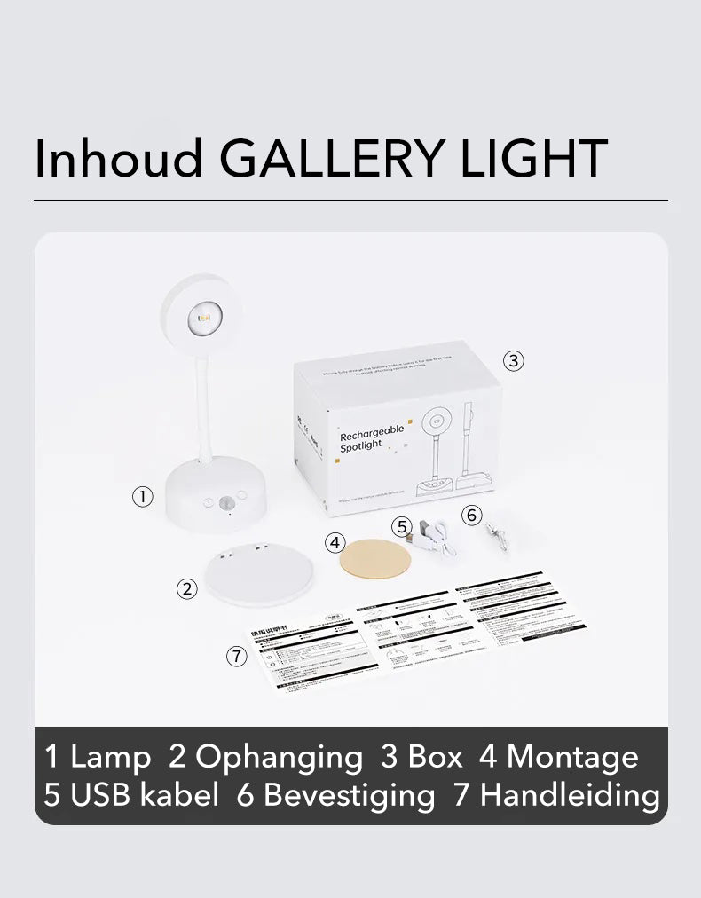 Luvikno | Gallery Light - Stilig trådløs oppladbar vegglampe