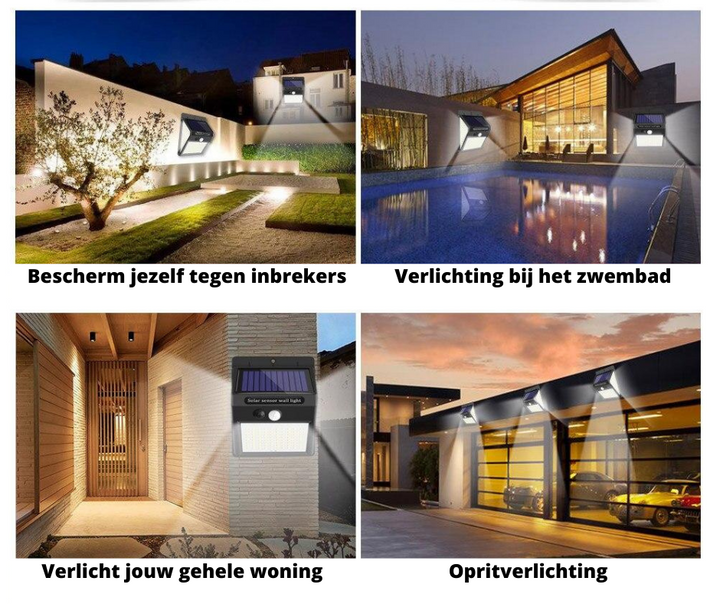 Sterk solarlampe med bevegelsessensor - Sterkt lys uten kabler | Luvikno