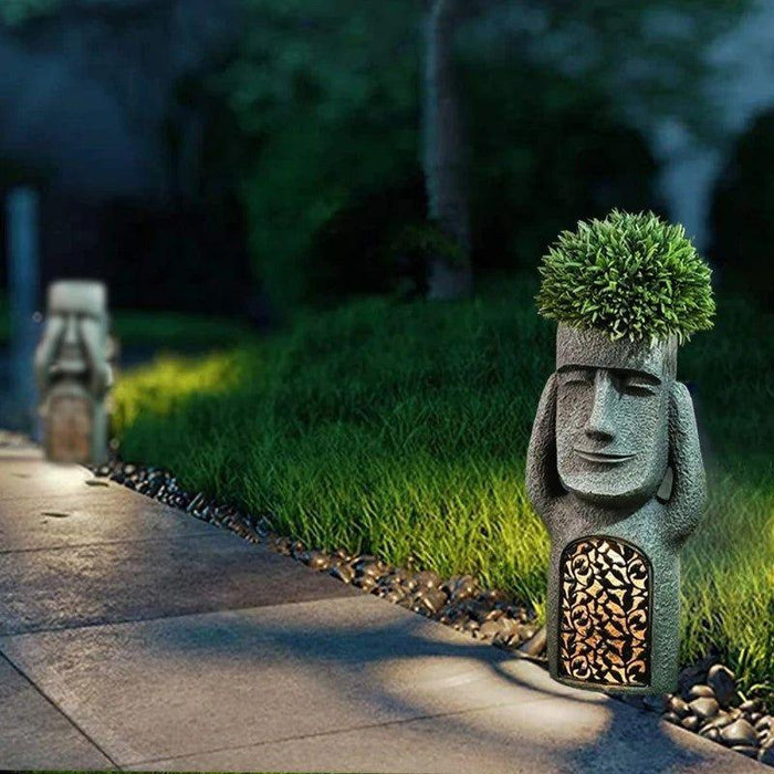GardenDecor - Kunstnerisk Blomsterpotte med Solcelle LED Lys Luvikno