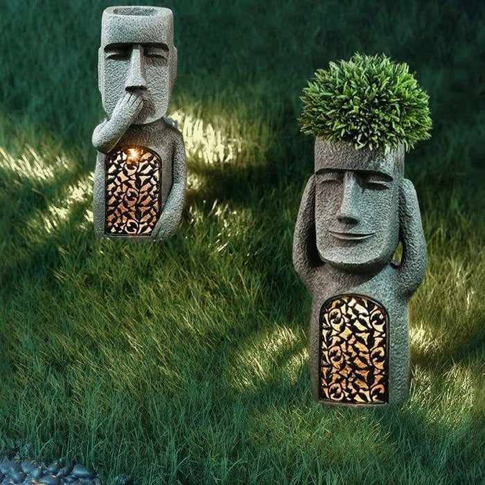 GardenDecor - Kunstnerisk Blomsterpotte med Solcelle LED Lys Luvikno