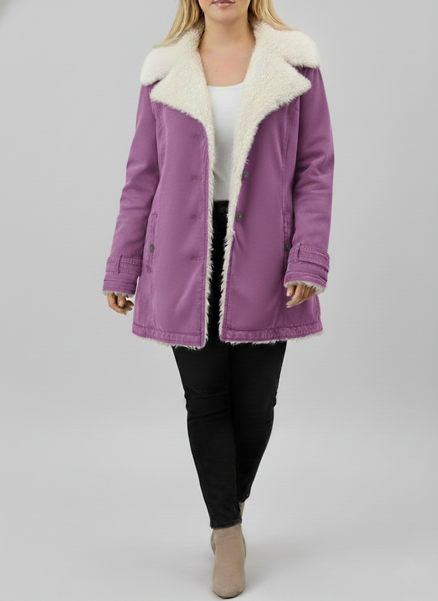 Dame Varme Sherpa-fôret Vinterjakke | Store størrelser