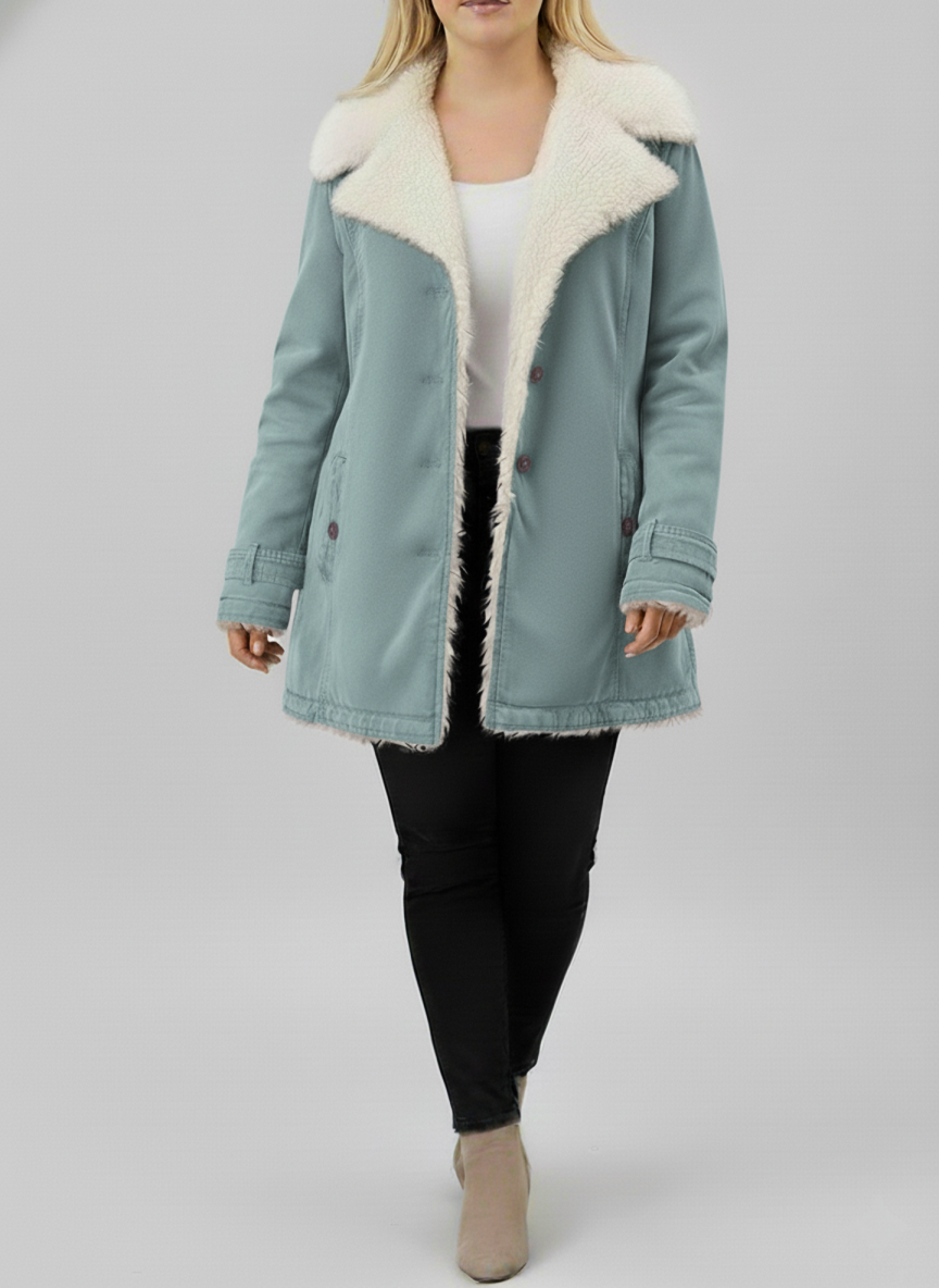 Dame Varme Sherpa-fôret Vinterjakke | Store størrelser