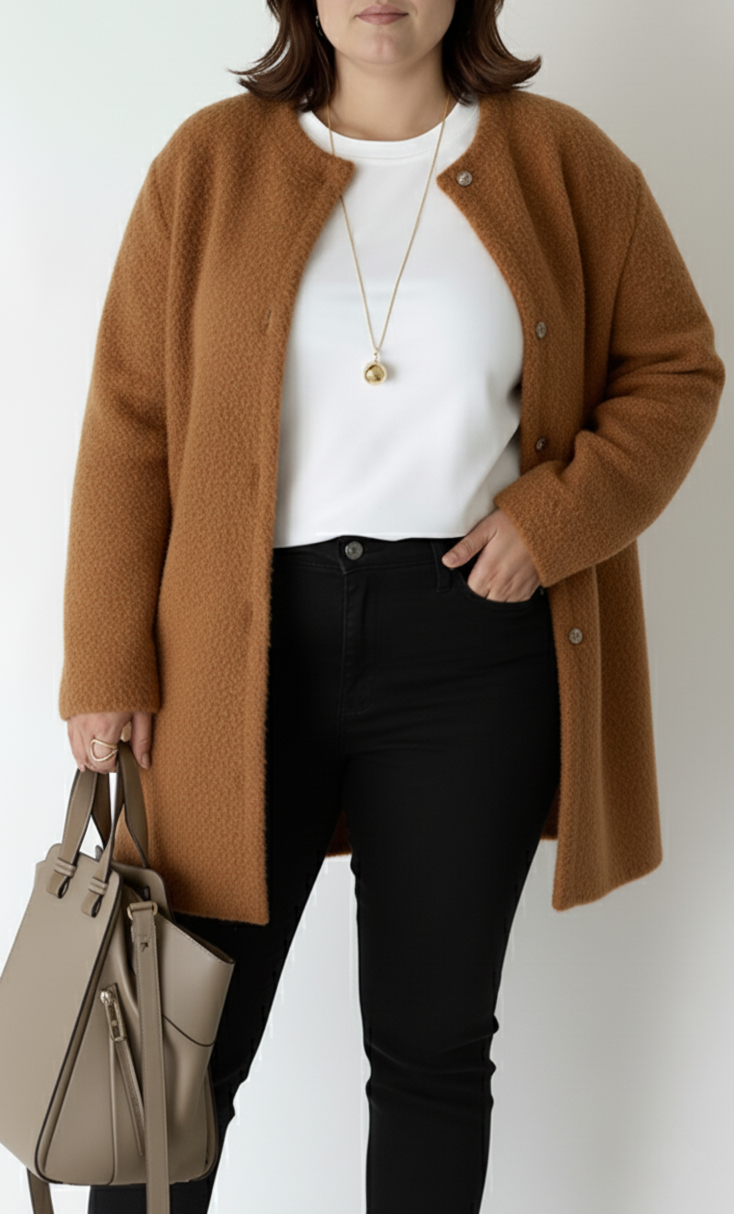 Kvinnenes Strikkekardigan Elegant & Enkel Snitt | Store Størrelser