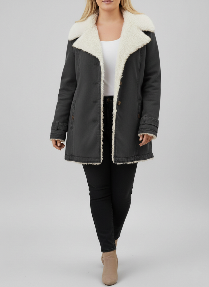 Dame Varme Sherpa-fôret Vinterjakke | Store størrelser