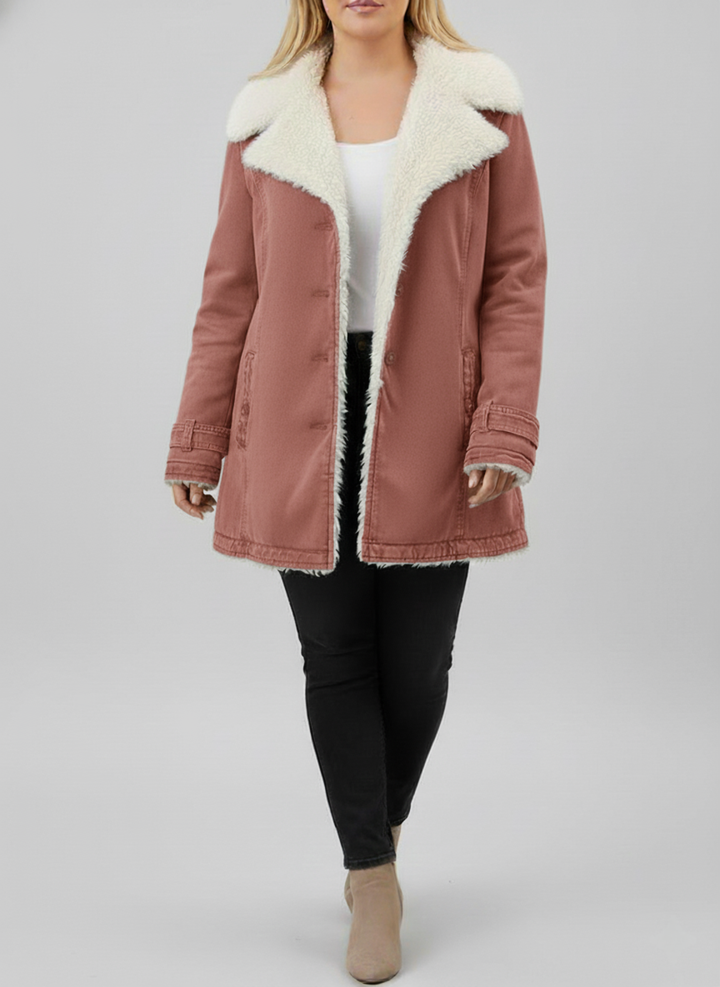 Dame Varme Sherpa-fôret Vinterjakke | Store størrelser