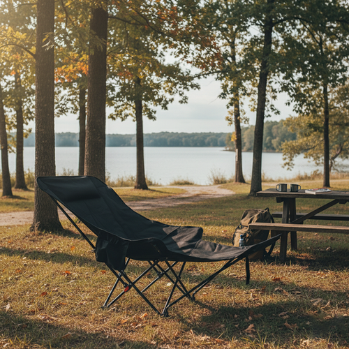 Moderne Industriell Oxford Stof Karbon Stål Sammenleggbar Camping Stol Ryggstøtte Fotstøtte For Utendørs Patio | Luvikno