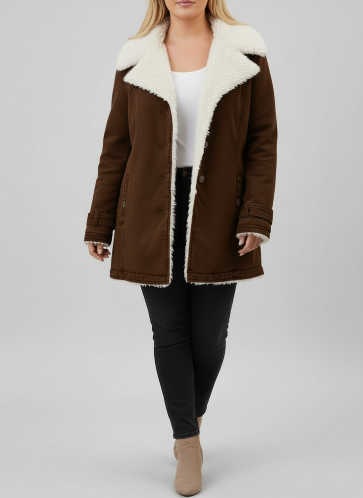 Dame Varme Sherpa-fôret Vinterjakke | Store størrelser