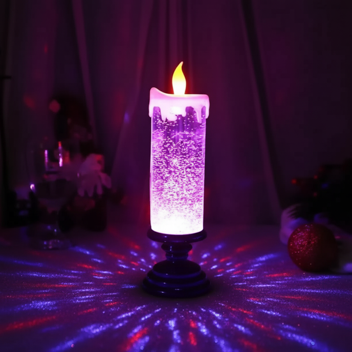 Luvikno | LED Glitterlys med Fot – Flammefri Juledekorasjon med Fargeveksling