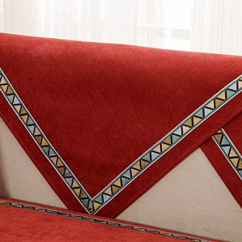 Geometrisk Dekor Solid Farge Chenille Ikke-Gli Sofa Trekk | Luvikno