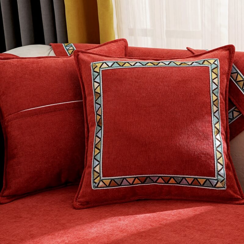 Geometrisk Dekor Solid Farge Chenille Ikke-Gli Sofa Trekk | Luvikno