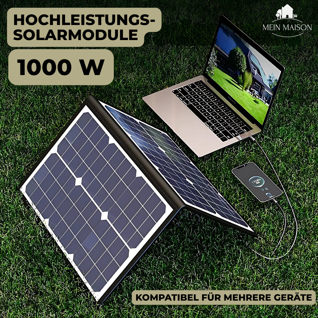 PowerFlex 1000W Sammenleggbart Solpanel – Porterbar Solenergi for Camping og Utendørs | Luvikno