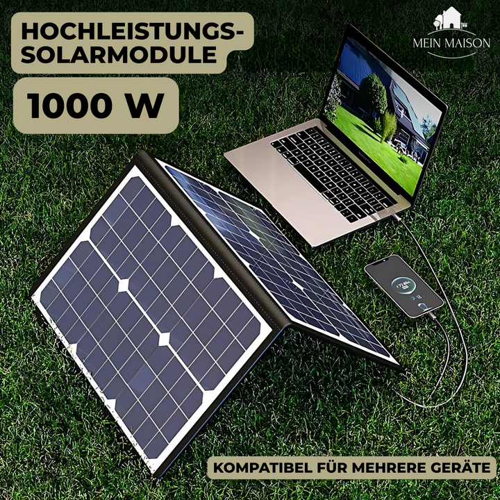 PowerFlex 1000W Sammenleggbart Solpanel – Porterbar Solenergi for Camping og Utendørs | Luvikno