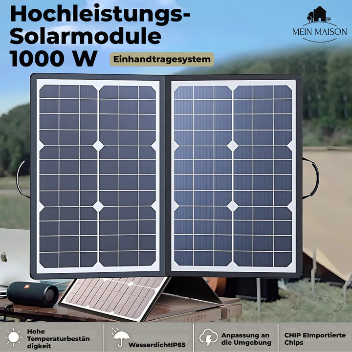 PowerFlex 1000W Sammenleggbart Solpanel – Porterbar Solenergi for Camping og Utendørs | Luvikno
